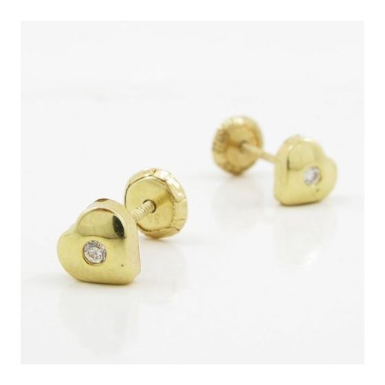 14K Yellow gold Heart cz stud earrings for Children/Kids web196 3