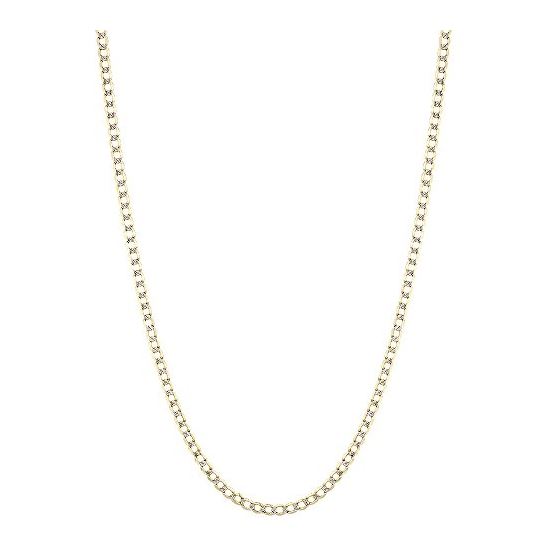 "10K Yellow Gold 5mm wide 24"" long diamond cut Curb Cuban Italy Chain Necklace with Lobster Clasp G