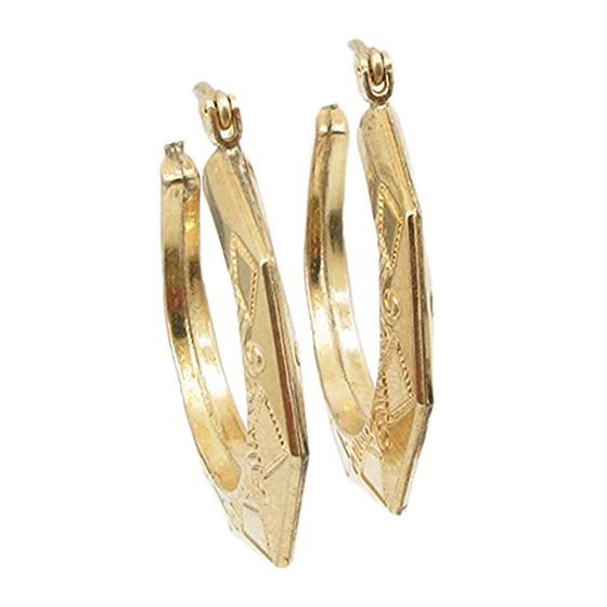 10k Yellow Gold earrings Fancy puff bamboo gold earrings AGBE57 1