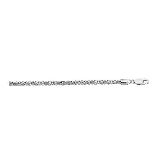 Silver with Rhodium Finish 3.5mm wide Diamond Cut Fancy Popcorn Chain with Lobster Clasp