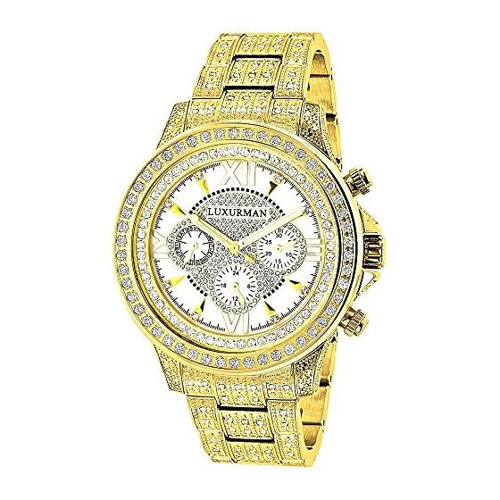 Fully Iced Out Mens Diamond Watch 3Ctw Of Diamonds
