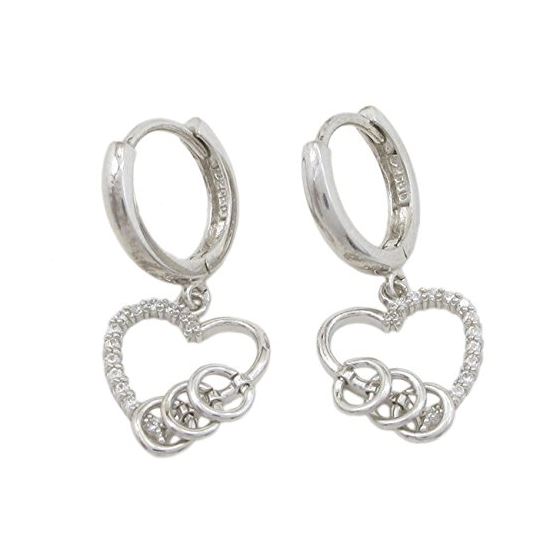 Womens Sterling silver heart cz chandelier earring Silver1 1