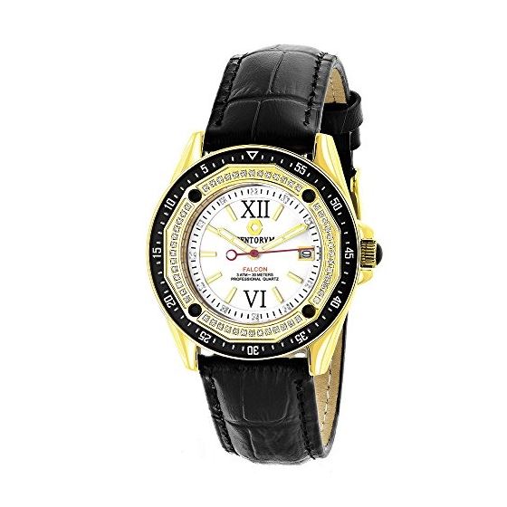 18K Gold Plated Watch With Diamonds 0.5Ct Midsize