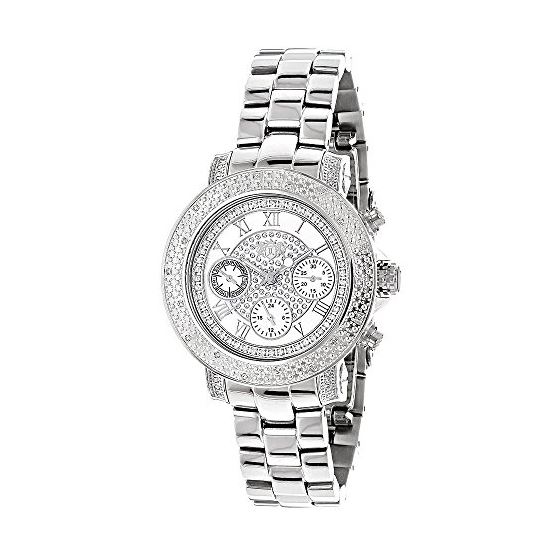 Ladies Luxurious Diamond Watch 0.30 ct Luxurman White MOP Three Subdials 1