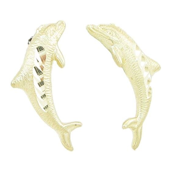 Womens 10k Yellow gold Yellow gold dolphin stud earring ELMI38 1