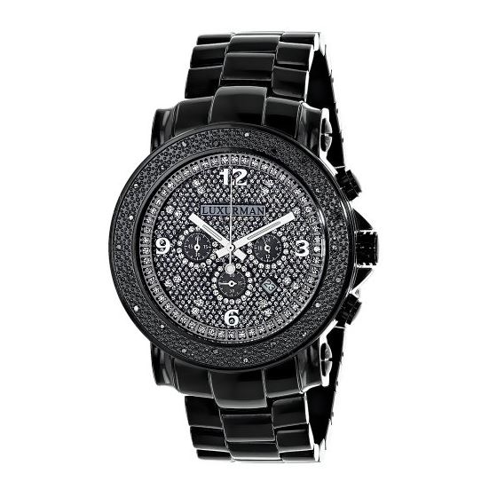 Mens Diamond Black Watch 0.25Ct Oversized Watch