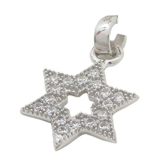 Womens White star of david cz pendant Silver35 1