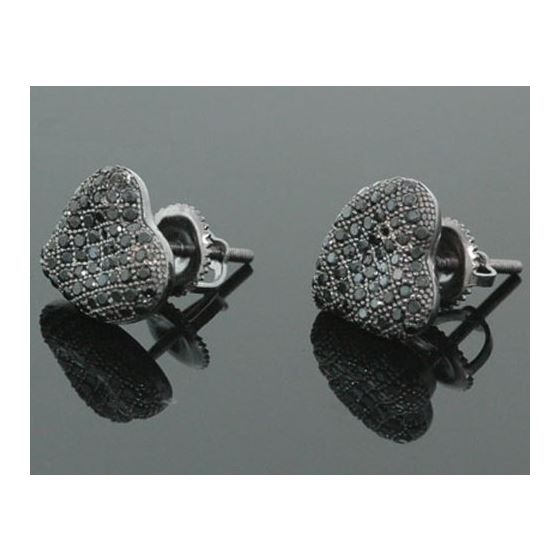 Sterling Silver Heart Shape Fashion Hand Set Stud Earrings ME0213d 1