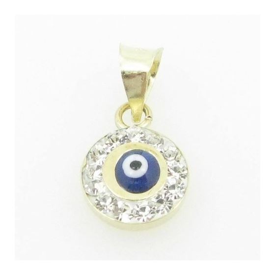 Womens BP119 Kabbalah Evil Eye 14K Solid Yellow Gold Good Luck Charm Pendant 1