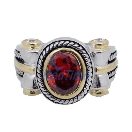 "Ladies .925 Italian Sterling Silver Ruby Red synthetic gemstone ring SAR49 6