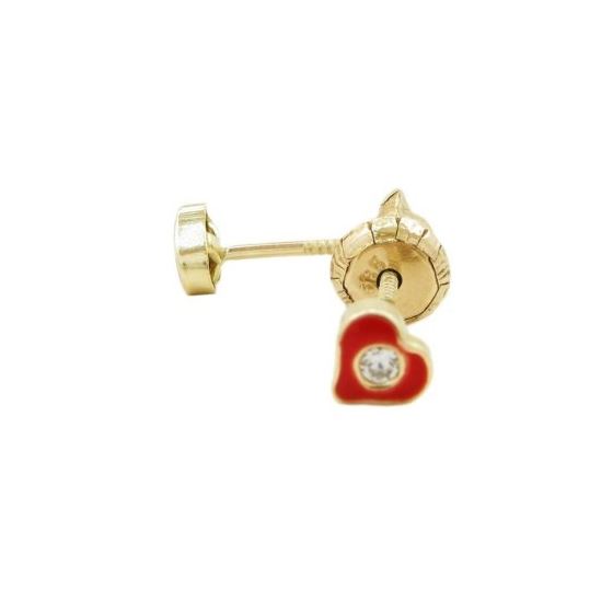 14K Yellow gold Heart cz stud earrings for Children/Kids web151 1