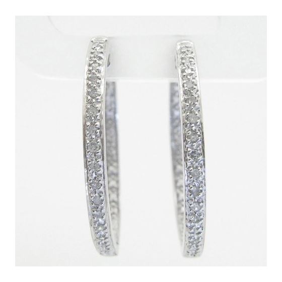 Ladies 925 Sterling Silver earrings fancy stud hoops huggie ball fashion dangle white pave hoop earr