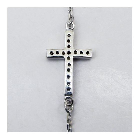 Womens Sterling silver White jesus cross pendant necklace 3