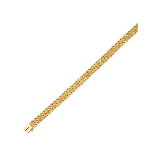 14K Yellow Gold 7.0mm wide Diamond Cut Multi Line Rope Chain with Box Catch Clasp