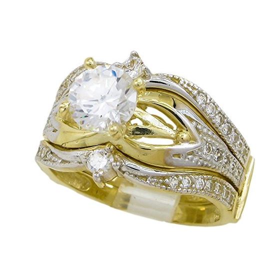 10K Yellow Gold womens wedding band engagement ring ASVJ63 1
