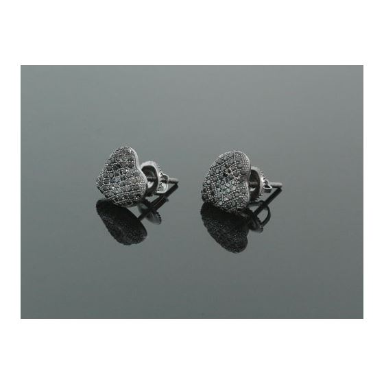 Sterling Silver Heart Shape Fashion Hand Set Stud Earrings ME0212d 1