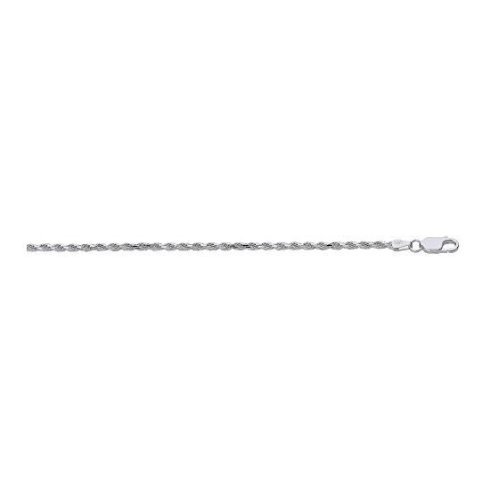 Sterling Silver 2.2 mm Wide Rope Chain 16 Inch Long