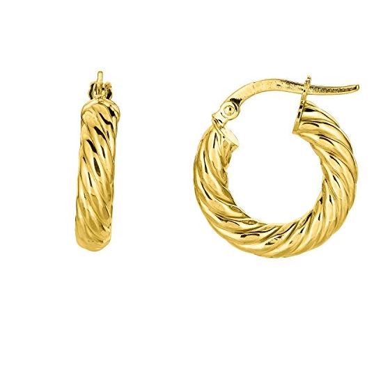 14K Yellow Gold Ladies Hoop Earrings ER1156