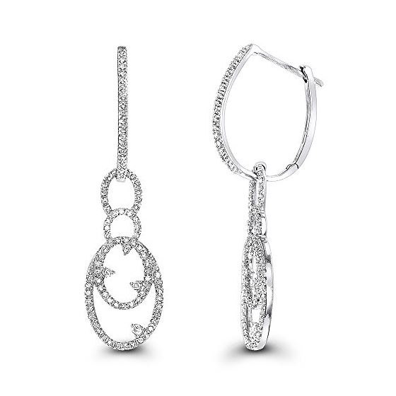 14K Ladies Natural 0.5 Ctw Diamond Drop Earrings (