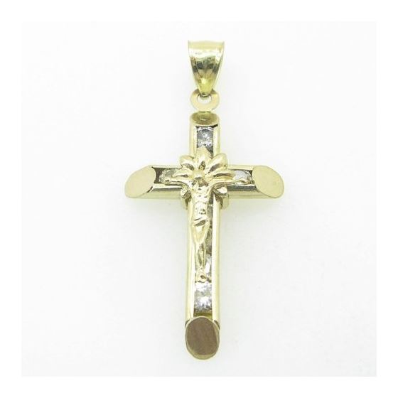 Unisex 10K Solid Yellow Gold flower jesus cross Length - 1.75 inches Width - 20.5mm 1