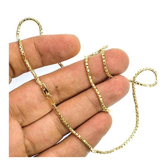 14K YELLOW Gold SOLID BOX CHAIN BEVELED Chain - 18 Inches Long 1.8MM Wide 3