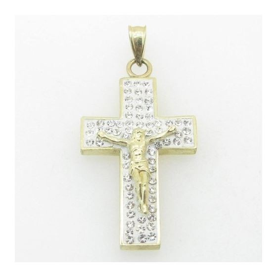 Unisex 10K Solid Yellow Gold small multirow jesus cross Length - 1.36 inches Width - 15.5mm 1