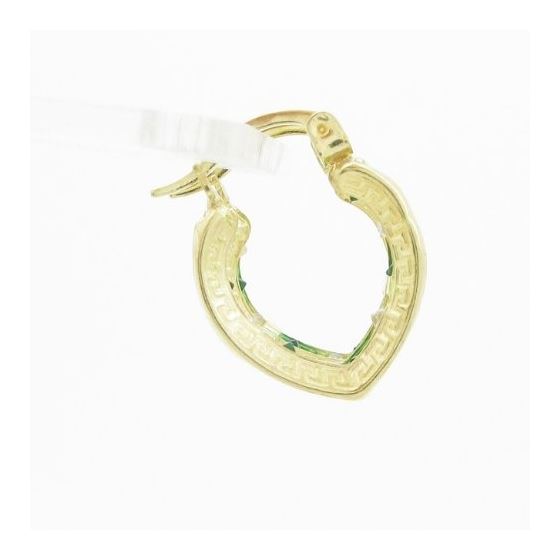 Womens 10k Yellow gold Green white thin cz hoop earring ELMI12 3