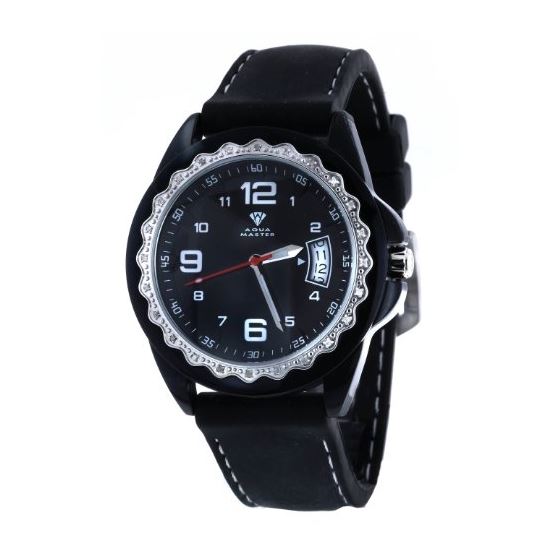 Unisex Black Dial Black/Silver Tone Case 0.24Ct Di