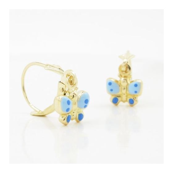 14K Yellow gold Butterfly chandelier earrings for Children/Kids web364 3