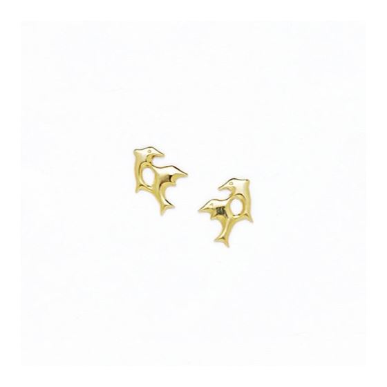 14K Yellow Gold dolphin with stones earrings screw back Size: Actual Image