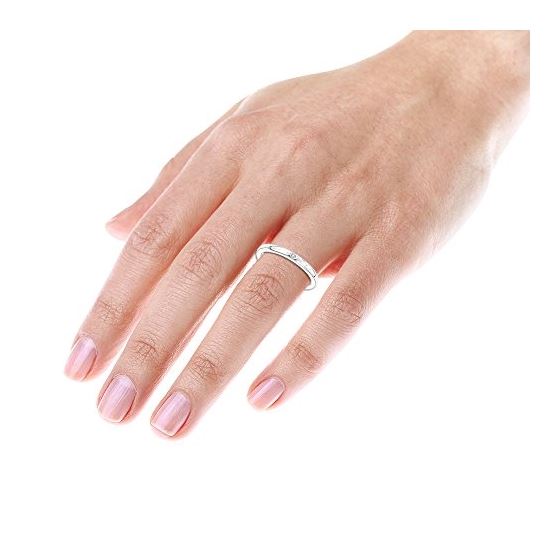 Luxurman Love Quotes: Womens Stackable Sterling Silver Diamond Wedding Ring (size 10) 3