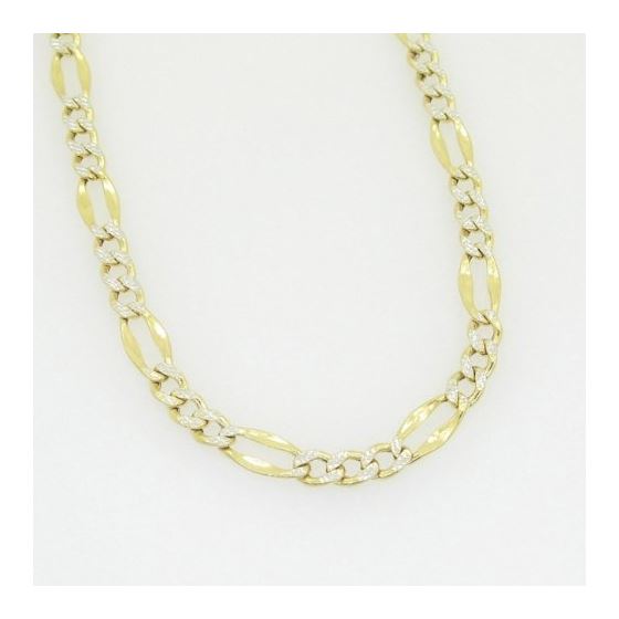 10K Yellow Gold diamond cut figaro chain GC117 3