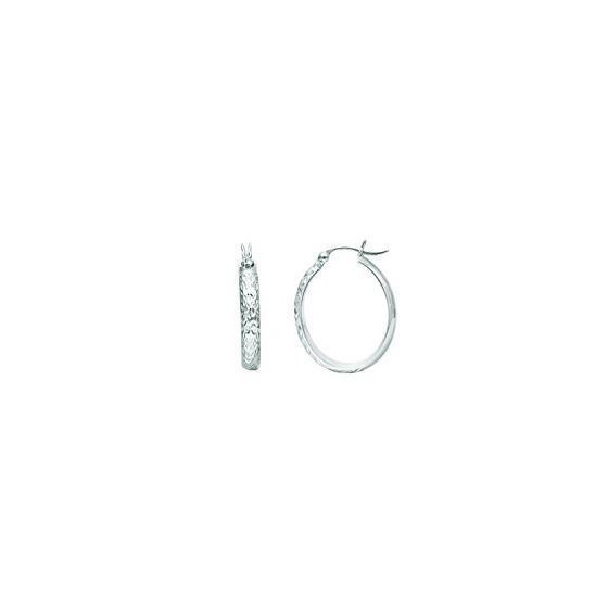 14K White Gold Ladies Hoop Earrings WER1030