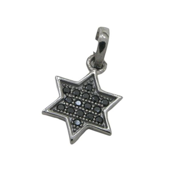 Womens Black star of david black cz pendant Silver38 1