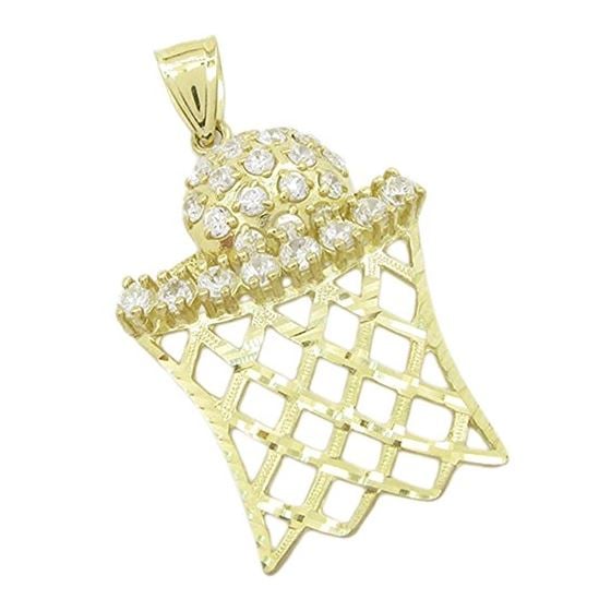 Mens 10k Yellow gold White gemstone basket and ball charm EGP79 1