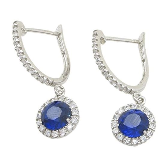 Womens Blue cubic zirconia drop cz chandelier earring Silver14 1