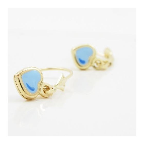 14K Yellow gold Heart chandelier earrings for Children/Kids web463 3