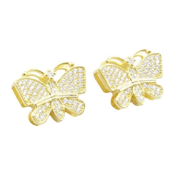 Womens .925 sterling silver Yellow butterfly earring 3 MLCZ274 4mm thick and 15mm wide Size 1