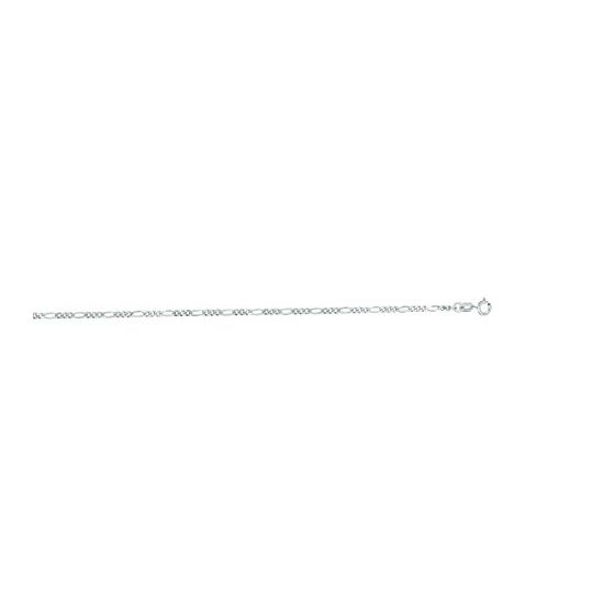 14K White Gold 1.9mm wide Diamond Cut Alternate Classic Figaro Chain with Spring Ring Clasp 1