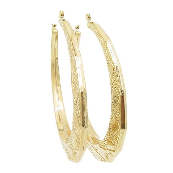 10k Yellow Gold earrings round triangle hoop AGBE23 1