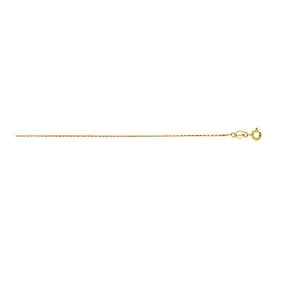 14K Yellow Gold 0.6mm wide Shiny Classic Box Chain with Lobster Clasp 1