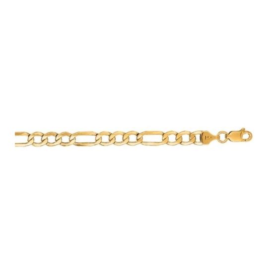 10K Yellow Gold 5.4mm Diamond Cut Figaro Lite Link Bracelet with Lobster Clasp