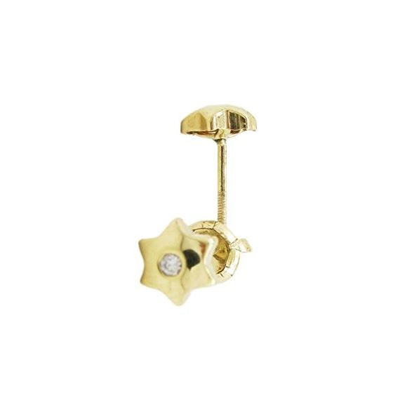 14K Yellow gold Star cz stud earrings for Children/Kids web203 1