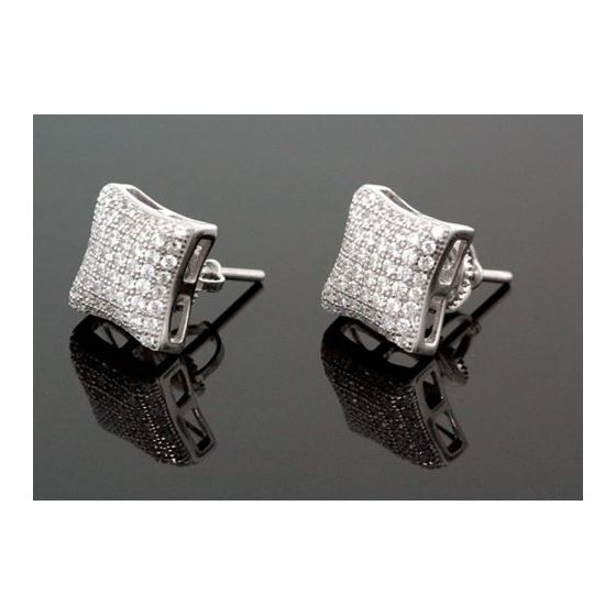 Sterling Silver Unisex Fashion Hand Set Stud Earrings ME0216c 1