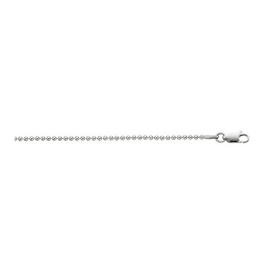 Silver with Rhodium Finish 1.8mm wide Diamond Cut Bead Chain with Lobster Clasp