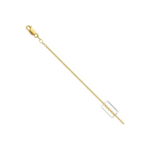 14K Yellow Gold 1.2mm wide Diamond Cut Round Cable Link Chain with Lobster Clasp 1