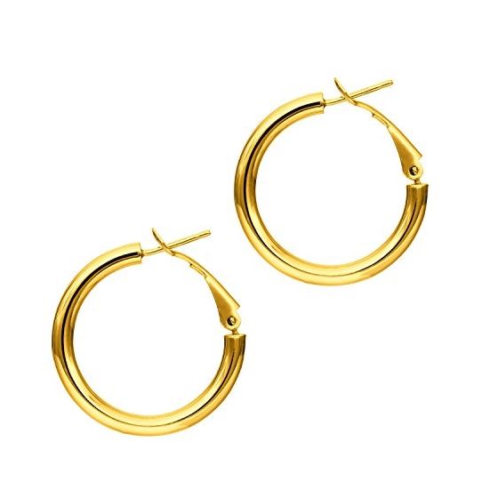 14K Yellow Gold Ladies Hoop Earrings ER1029