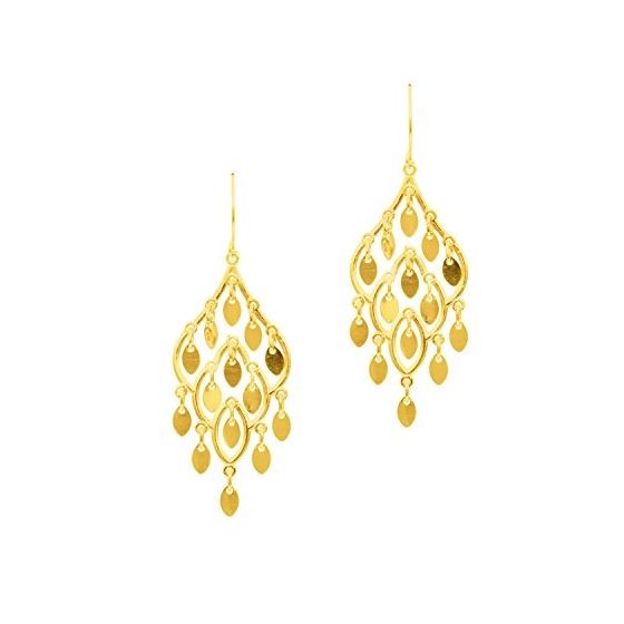 14K Yellow Gold Ladies Drop Earrings ER949