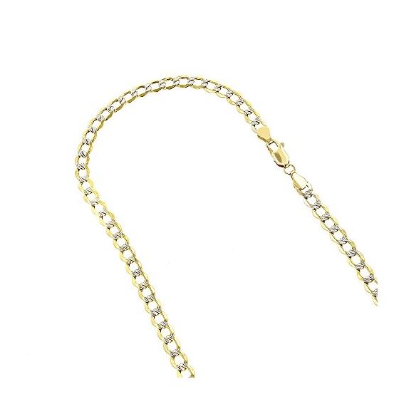"10K Yellow Gold 5mm wide 24"" long diamond cut Curb Cuban Italy Chain Necklace with Lobster Clasp G