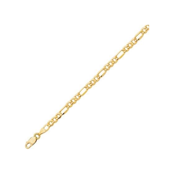 14K Yellow Gold 3.5mm wide Diamond Cut Alternate Figaro Lite Chain with Lobster Clasp 1